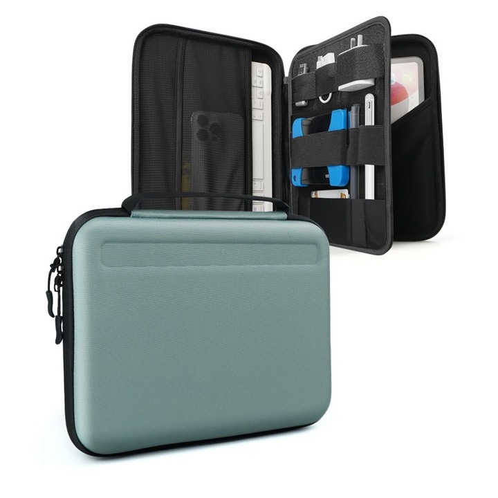 Geanta de laptop de 12-12, 9 inci, purtabila pe umar, usoara, portabila, impermeabila, ultra-usoara, antifurt, rezistenta la socuri, cu spatiu de depozitare, verde