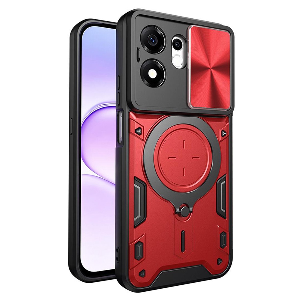 Husa pentru Honor 600 Smart cu protectie pentru camera si suport magnetic integrat Ring Shockproof, rosu