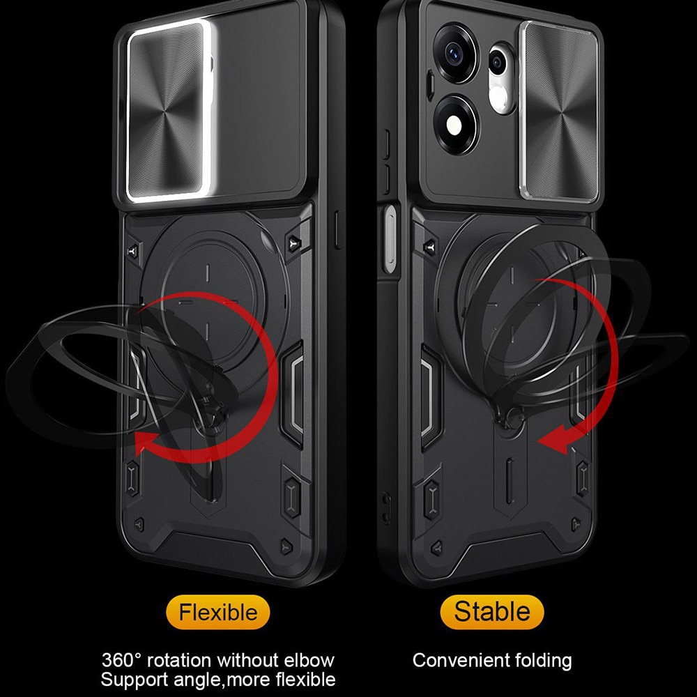 Husa pentru Honor 600 Smart cu protectie pentru camera si suport magnetic integrat Ring Shockproof, rosu