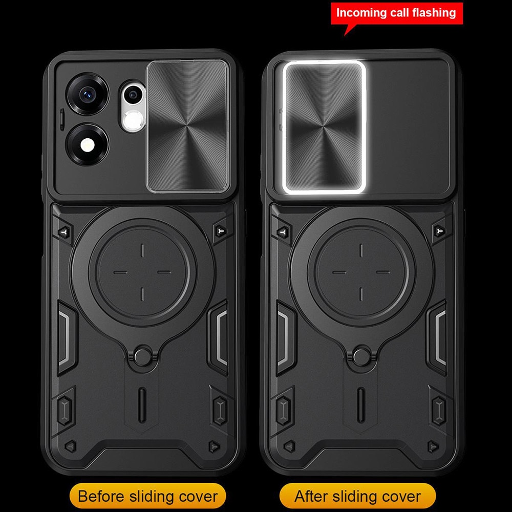 Husa pentru Honor 600 Smart cu protectie pentru camera si suport magnetic integrat Ring Shockproof, rosu