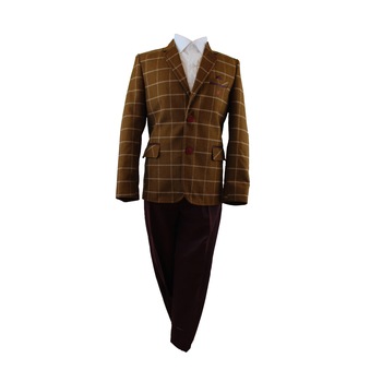 Costum elegant, doua piese, maro/visiniu, pentru baieti Costum elegant, doua piese, maro/visiniu, pentru baieti