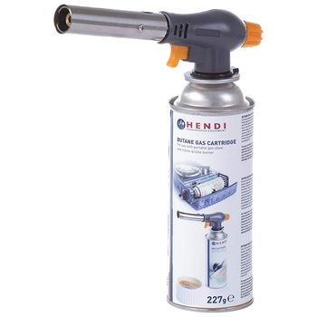 Set arzator Crème-Brûlée anti-palpaire si butelie Hendi, 19x6.5x25 cm Set arzator Crème-Brûlée anti-palpaire si butelie Hendi, 19x6.5x25 cm