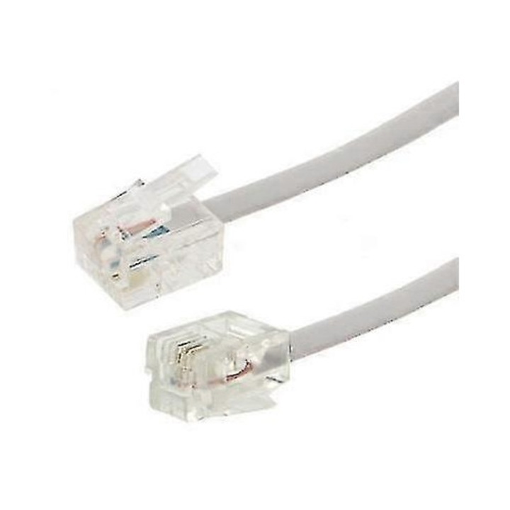 Telefonkábel RJ11 - RJ11, 2 eres, 5 m, fehér, FU-K027620260817-2345