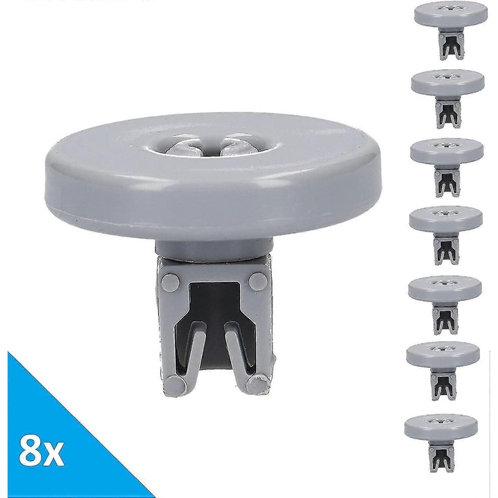 Kerekek az alsó mosogatógép kosárhoz FU-K027620260817-2049, 8 darabos készlet, kompatibilis AEG/Electrolux/Quelle, szürke