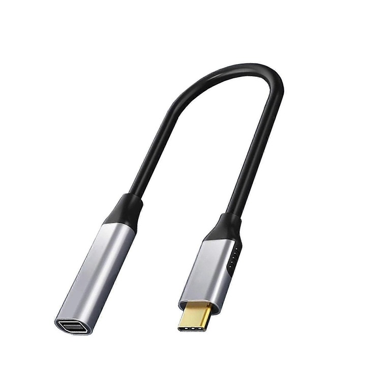 Адаптер USB-C към Mini DisplayPort FU-K027620260817-766, 4K 60Hz, съвместим с Thunderbolt 3 (еднопосочен), кабел 20 см, сив