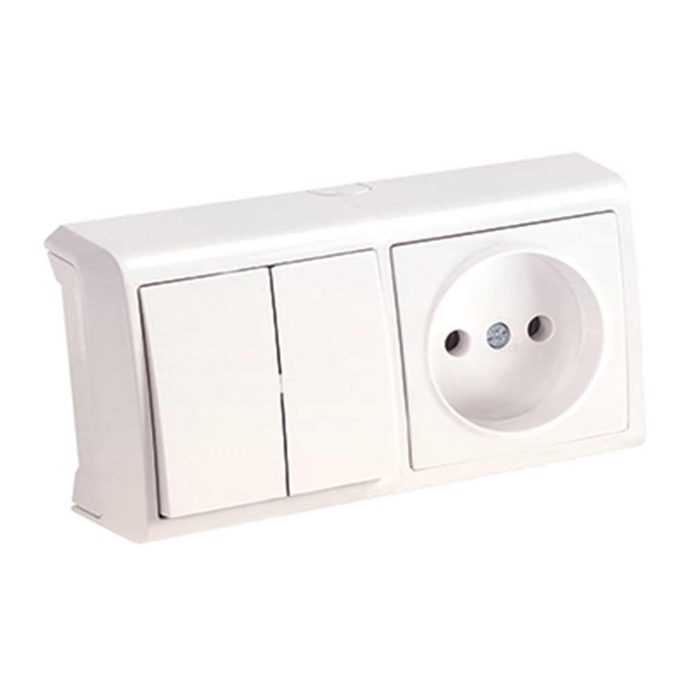Comutator+Priza Orizontal Alb Vera Viko
