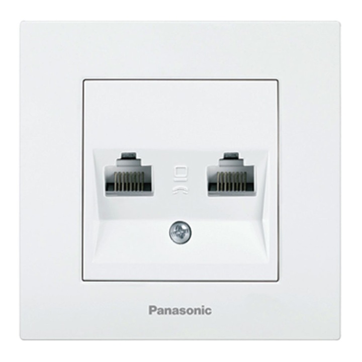 Priza calculator dubla Cat5E Karre Plus Panasonic Alb