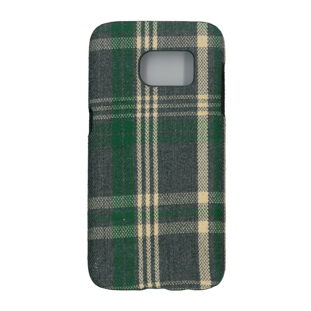 Husa de protectie spate cu invelis textil, Eurocell, pentru Samsung Galaxy S7, carouri verzi