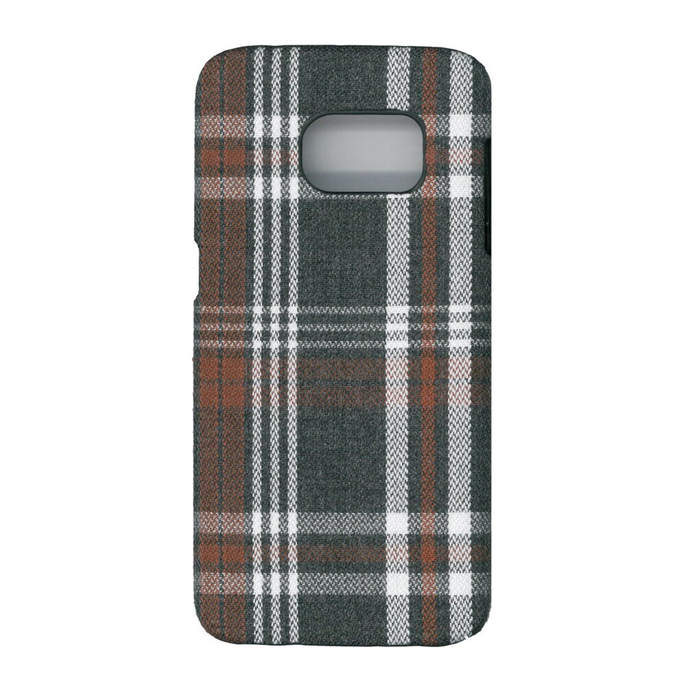 Husa de protectie spate cu invelis textil, Eurocell, pentru Samsung Galaxy S7, carouri maro