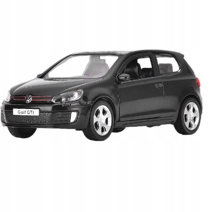 Volkswagen Golf GTI modellautó 1:32, fekete, fém, hang és fény, 12,5x5x4,5cm