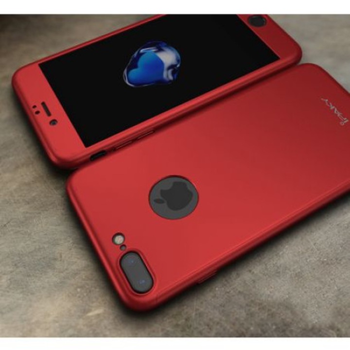Защитен калъф за Apple iPhone 7 Plus, iPaky Pro Red Original Case, пълно покритие на 360 градуса с безплатно защитно фолио