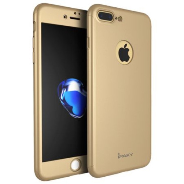 Защитен калъф за Apple iPhone 7 Plus, iPaky Pro Gold Original Case, пълно 360 градусово покритие с безплатно защитно фолио