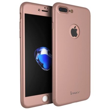 Husa FullBody MyStyle IPAKY Originala Rose-Gold pentru Apple iPhone 7 Plus ,acoperire completa 360 grade cu folie de protectie gratis
