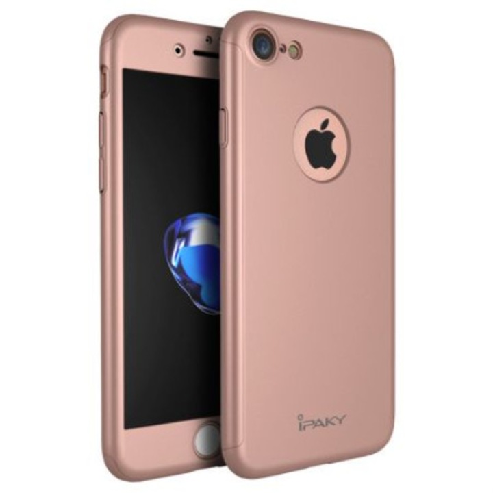Оригинален калъф FullBody MyStyle IPAKY Rose-Gold за Apple iPhone 8 Plus, пълно покритие на 360 градуса с безплатно защитно фолио