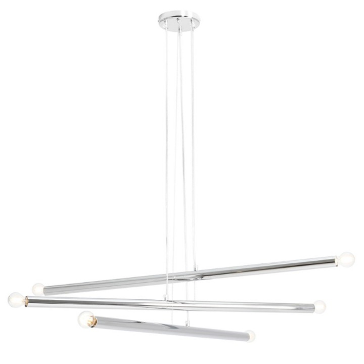 Suspensie Tubo 6, Aldex, metal, E14, Chrom, 100x100x105cm