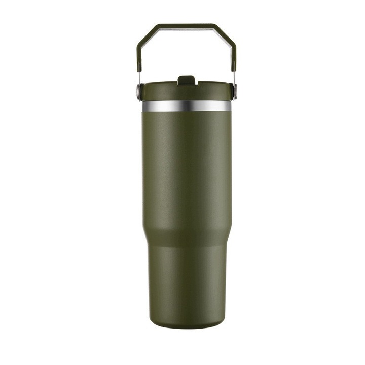 Pan i Pani Gadżet 850 ml-es termikus tumbler pohár, zöld, szívószállal és fogantyúval
