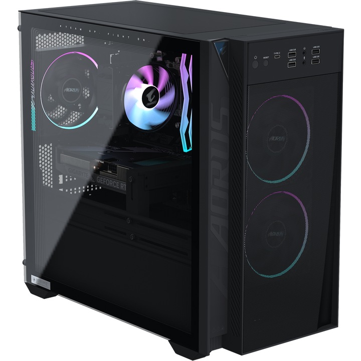 Asztali PC Gaming Gigabyte AORUS PRIME 3 AP351, AMD Ryzen 7 9700X, 16GB DDR5, SSD 1TB, GeForce RTX 5060 Ti 8GB, Windows 11 Home, Fekete, ARGB