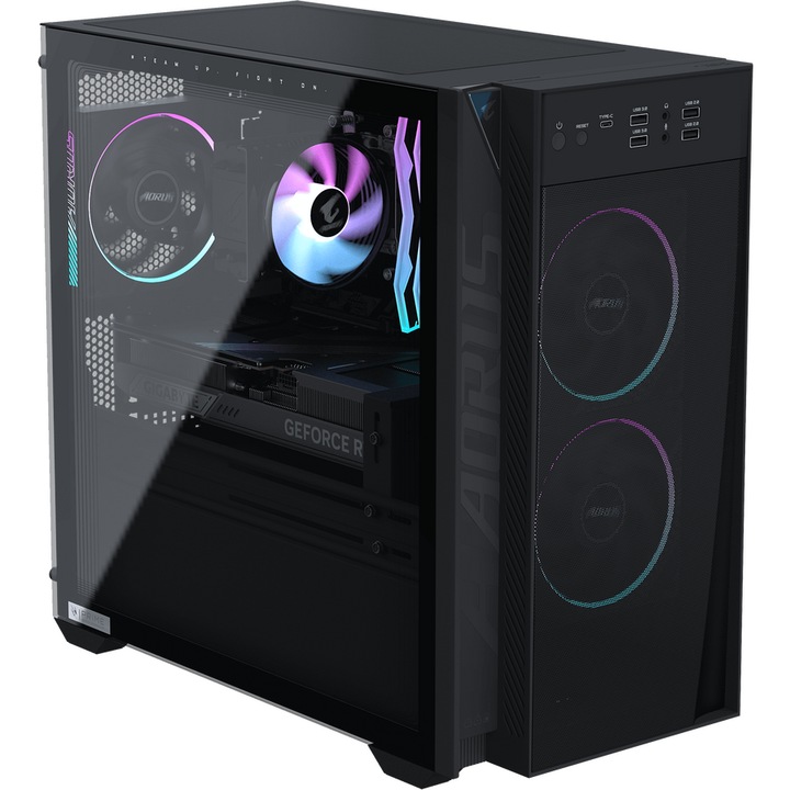 Настолен компютър за игри Gigabyte AORUS PRIME 3 AP351, AMD Ryzen 7 9700X, 16GB DDR5, SSD 1TB, GeForce RTX 5070 12GB, Windows 11 Home, Черен, ARGB