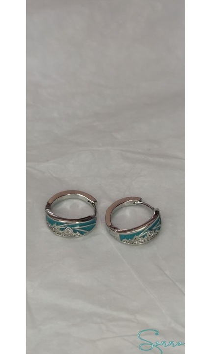 Cercei, SONNO, placare cu aur de 18K, incrustați cu mini cristale de zirconiu, verde turcoaz, set