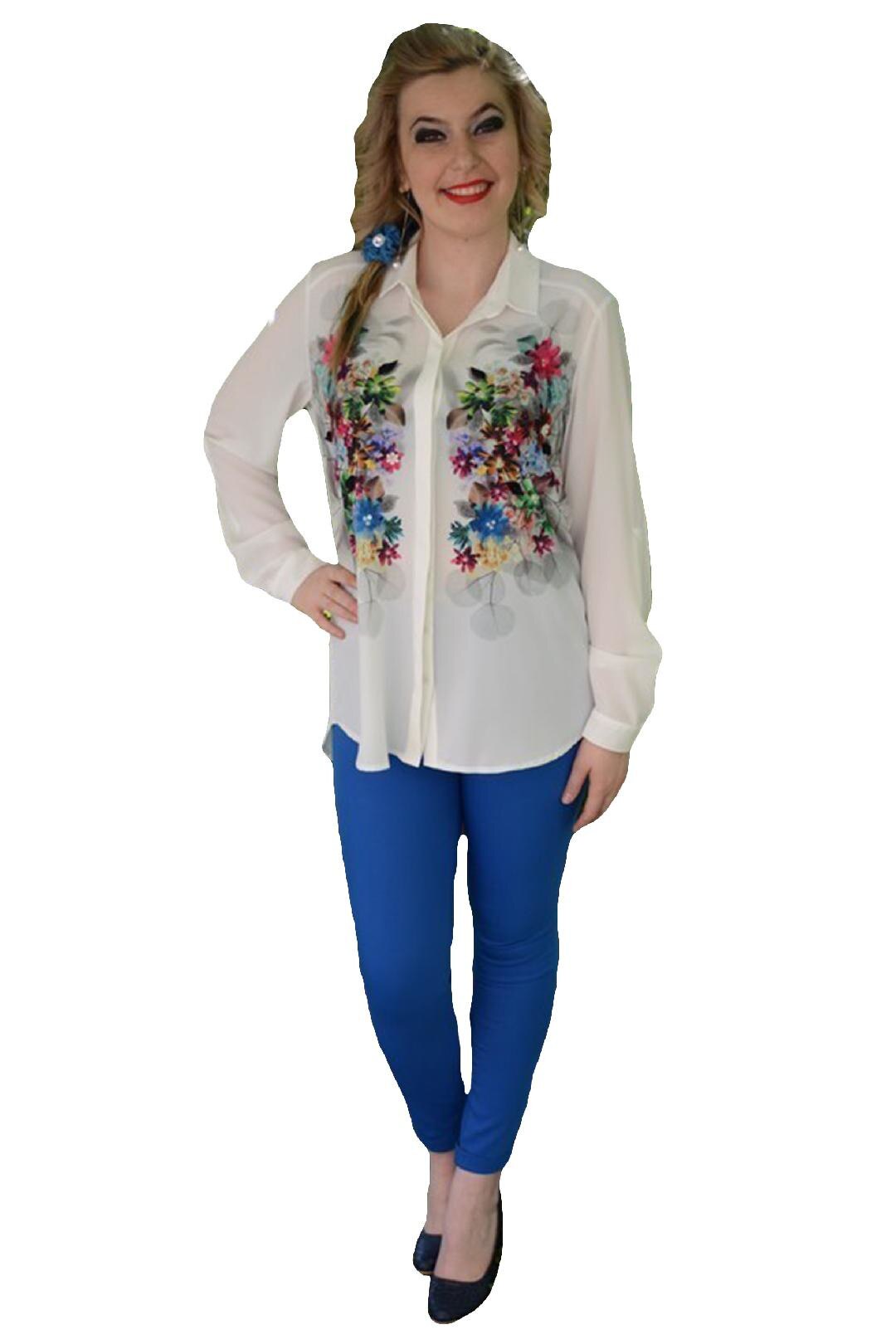Camasa tinereasca cu flori evidentiate, D&J Exclusive, Multicolor