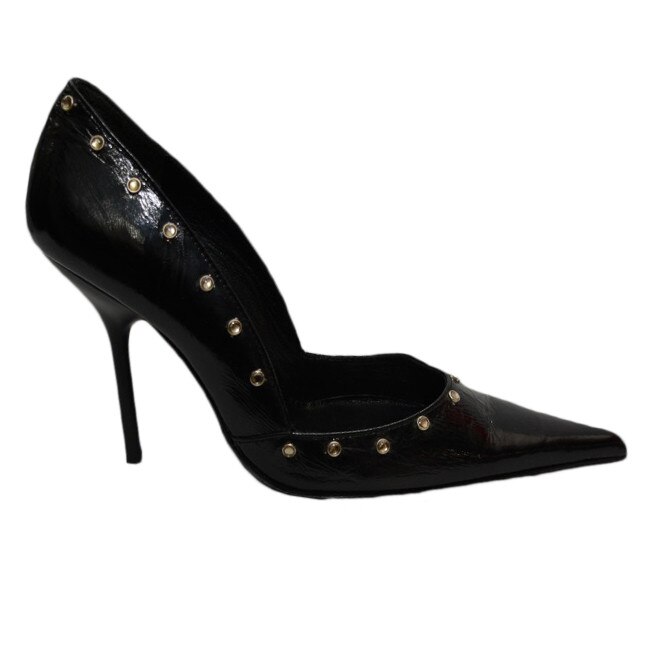 Pantofi usor decupati lateral, strasuri, D&J Exclusive, Negru