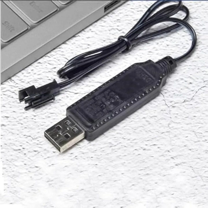 Incarcator USB pentru baterii RC 3.7V K0544-26817-1800-AMC, conector SM-2P, compatibil NiCd/NiMH/LiPo, intrare 5V USB, iesire 3.7V, cablu 60 cm, LED indicator, protectii, negru