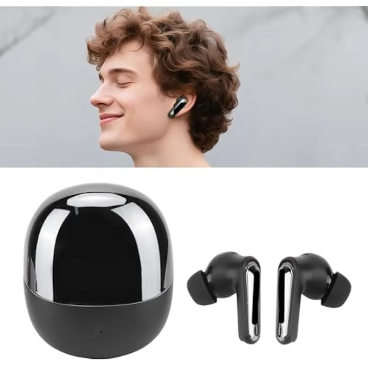 Casti wireless in-ear K0544-26817-3696-AMC, dual 13 mm, mod joc/muzica, 2.4 GHz cu dongle USB-C si Bluetooth 5.3, microfon ENC, low latency, negru