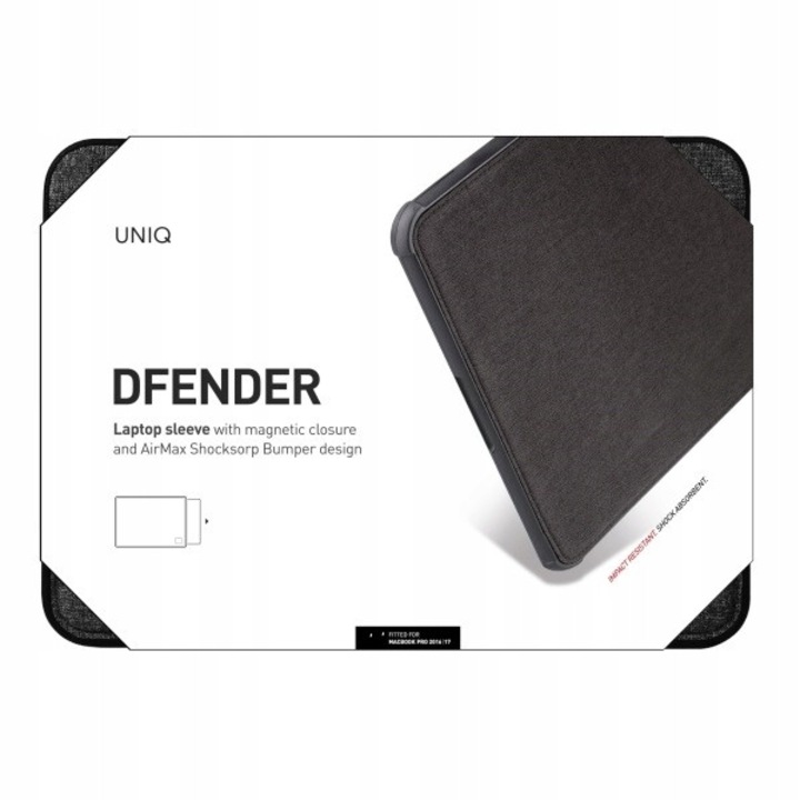 Husa pentru laptop UNIQ Dfender 0DHNPC50AVE, protectie 360° AirMax Bumper, inchidere magnetica, exterior panza, interior microfibra, antracit, pentru 16 inch