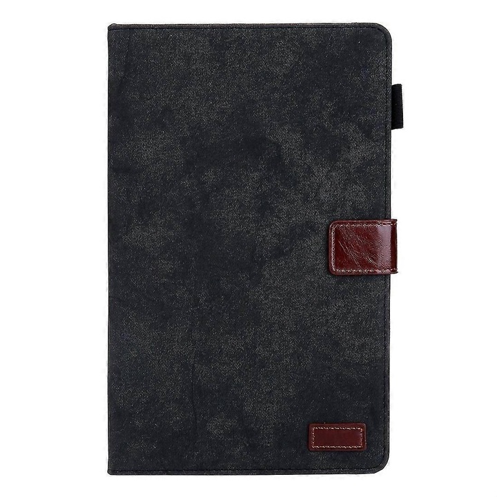 Husa pentru tableta Galaxy Tab S5e T720, din piele, cu suport si slot pentru card, negru cu accente maro