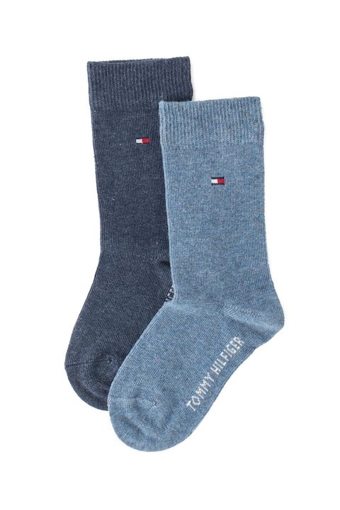 Tommy Hilfiger, Дълги чорапи с памук - 2 чифта, Прашно синьо