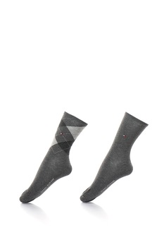 Tommy Hilfiger, Set de sosete cu imprimeu - 2 perechi, Gri melange Tommy Hilfiger, Set de sosete cu imprimeu - 2 perechi, Gri melange