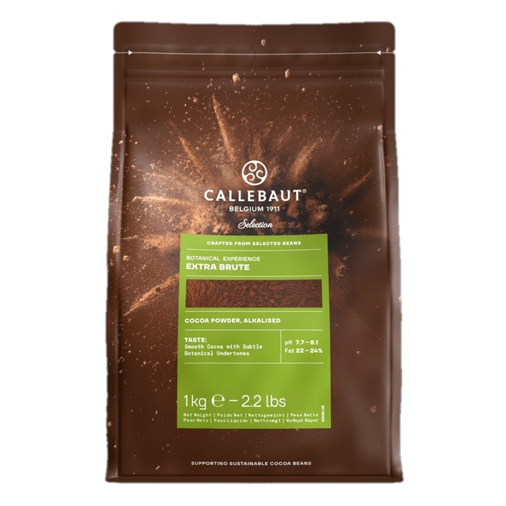 Алкализирано какао на прах 22-24% масленост Barry Callebaut Extra Brute, 1 кг – премиум какао за сладкиши, торти, кремове, брауни, десерти и професионално сладкарство
