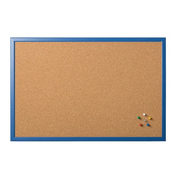 Panou de pluta, BI-OFFICE, 45x60 cm, fata dubla, rama albastra Panou de pluta, BI-OFFICE, 45x60 cm, fata dubla, rama albastra