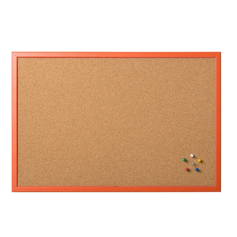Panou de pluta, BI-OFFICE, 60x90 cm, fata dubla, rama portocalie