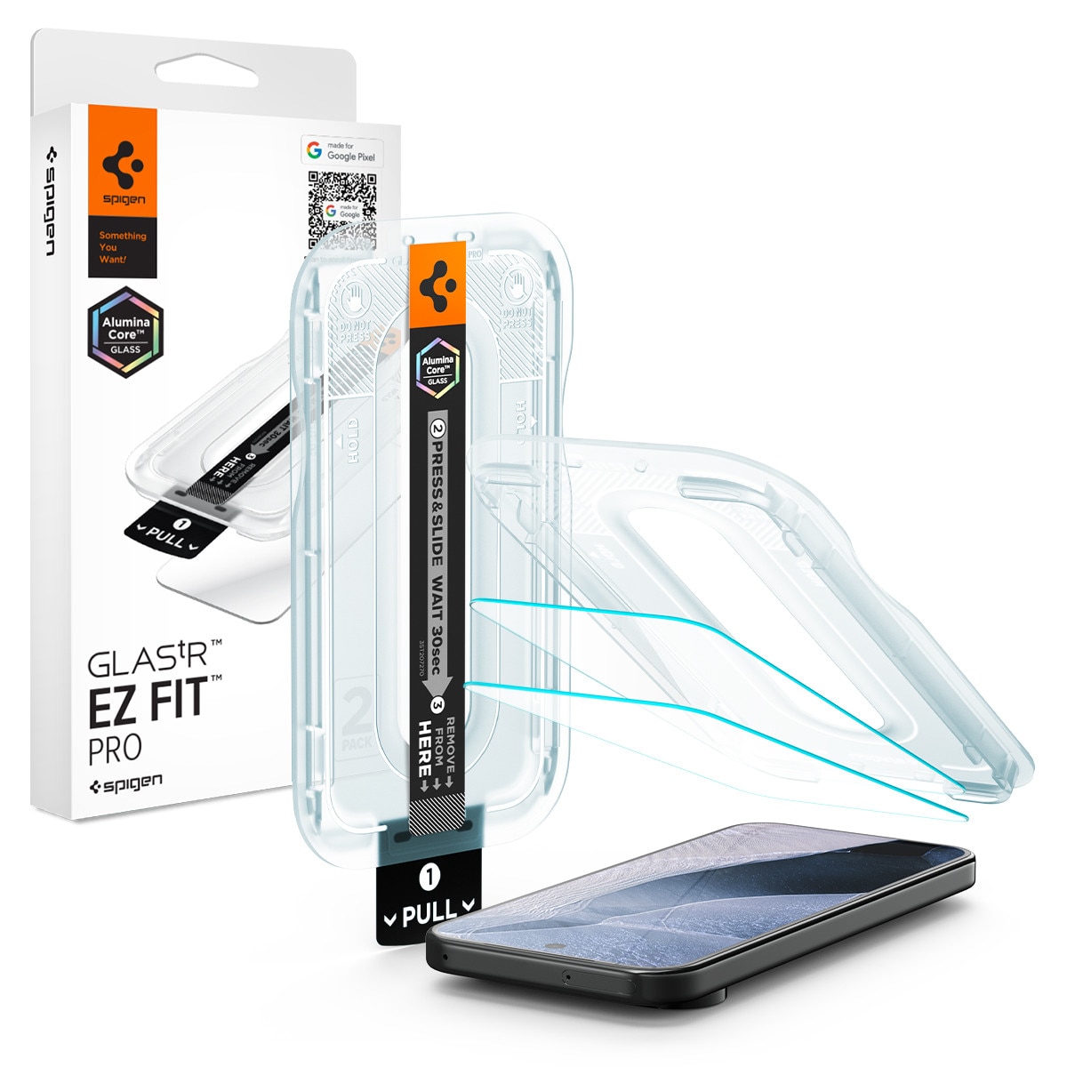 Set 2 folii sticla securizata Spigen Glas.tR EZ Fit Pro AluminaCore compatibila cu Google Pixel 11 Pro XL, Transparent