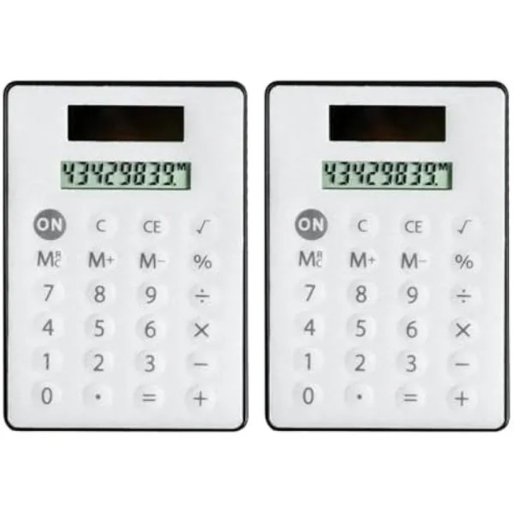 Компактен настолен калкулатор K0569-260817-499-AMC, 8 цифри, соларен и на батерии, бял/черен