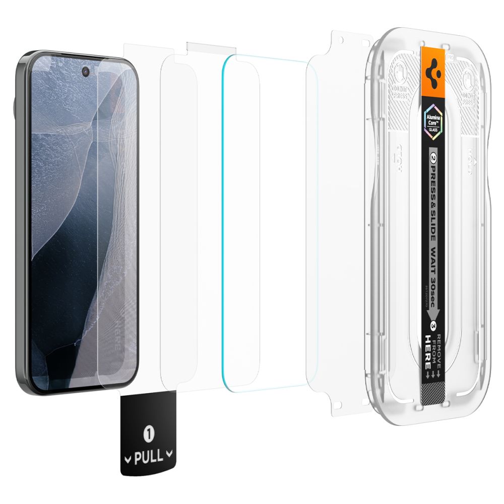 Set 2 folii sticla securizata Spigen Glas.tR EZ Fit Pro AluminaCore compatibila cu Google Pixel 11 / 11 Pro, Transparent
