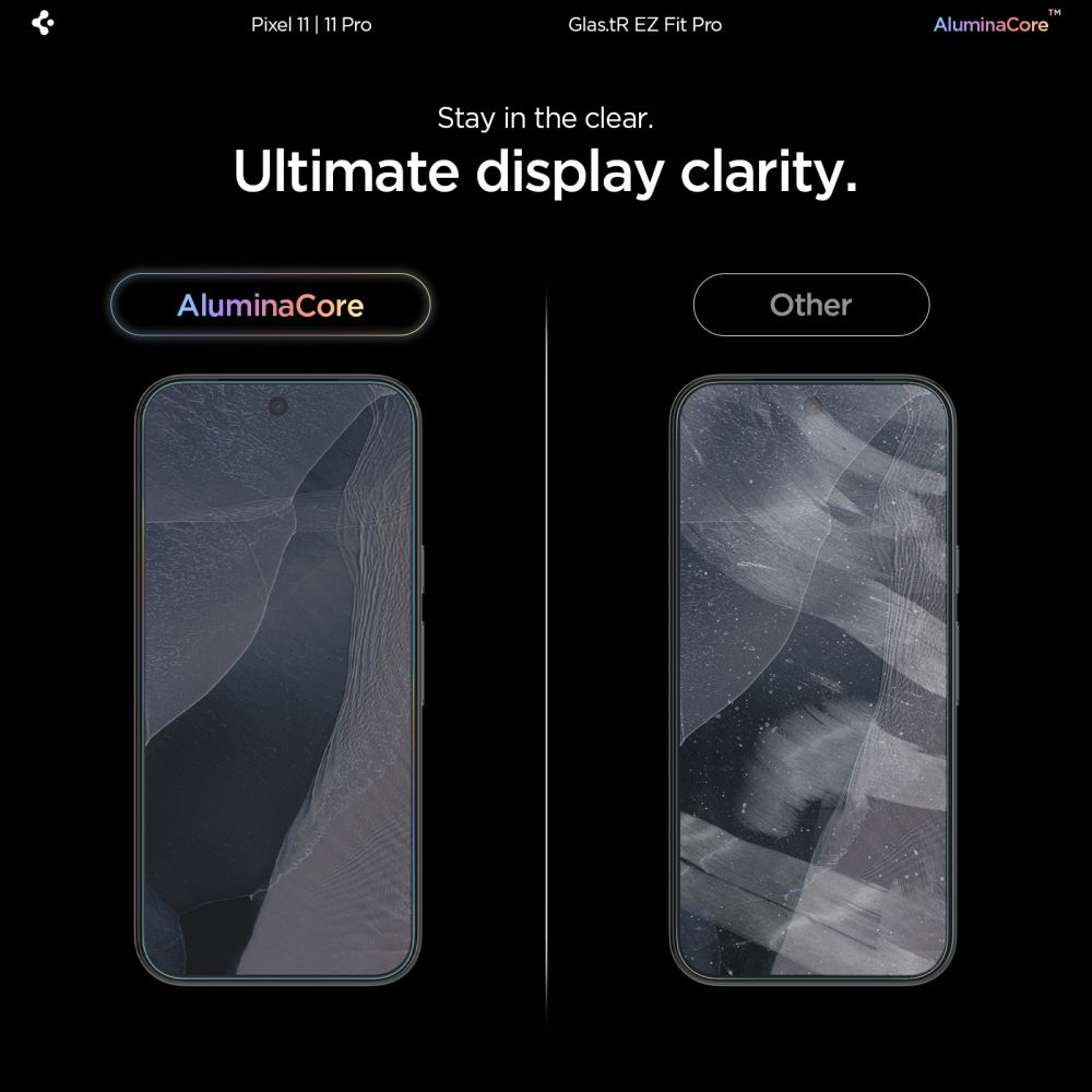 Set 2 folii sticla securizata Spigen Glas.tR EZ Fit Pro AluminaCore compatibila cu Google Pixel 11 / 11 Pro, Transparent