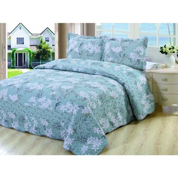 Set cuvertura de pat dublu cu 2 fete de perna 50X70 cm model floral Set cuvertura de pat dublu cu 2 fete de perna 50X70 cm model floral