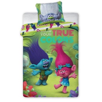 Lenjerie de pat, Trolls, True colors, 160x200cm Lenjerie de pat, Trolls, True colors, 160x200cm