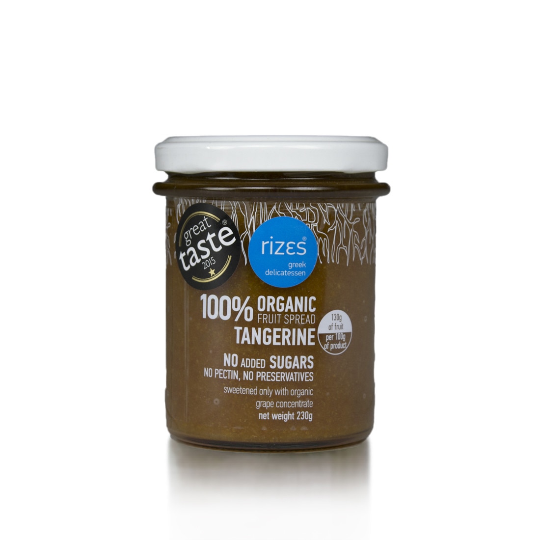 Gem organic de mandarine, Rizes, aroma intensa, 100% natural, fara zahar adaugat, fara pectina, 230 g