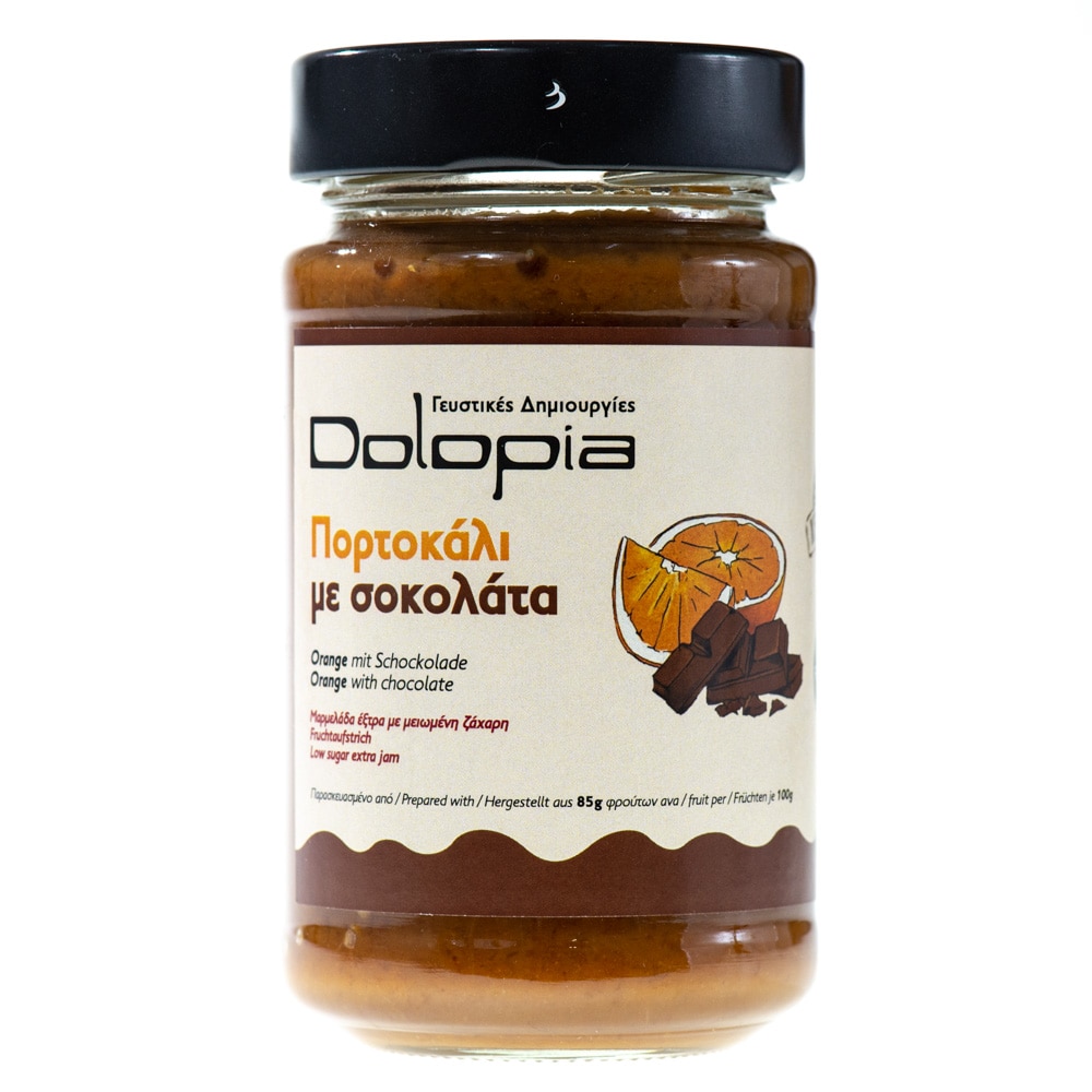 Gem de portocale cu ciocolata, Dolopia, produs artizanal fara conservanti sau aditivi alimentari, borcan 280 g