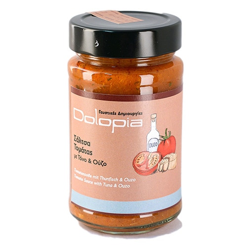 Sos de rosii cu ton si uzo, Dolopia, ideal cu paste, paine prajita sau in sandwich, 250 g