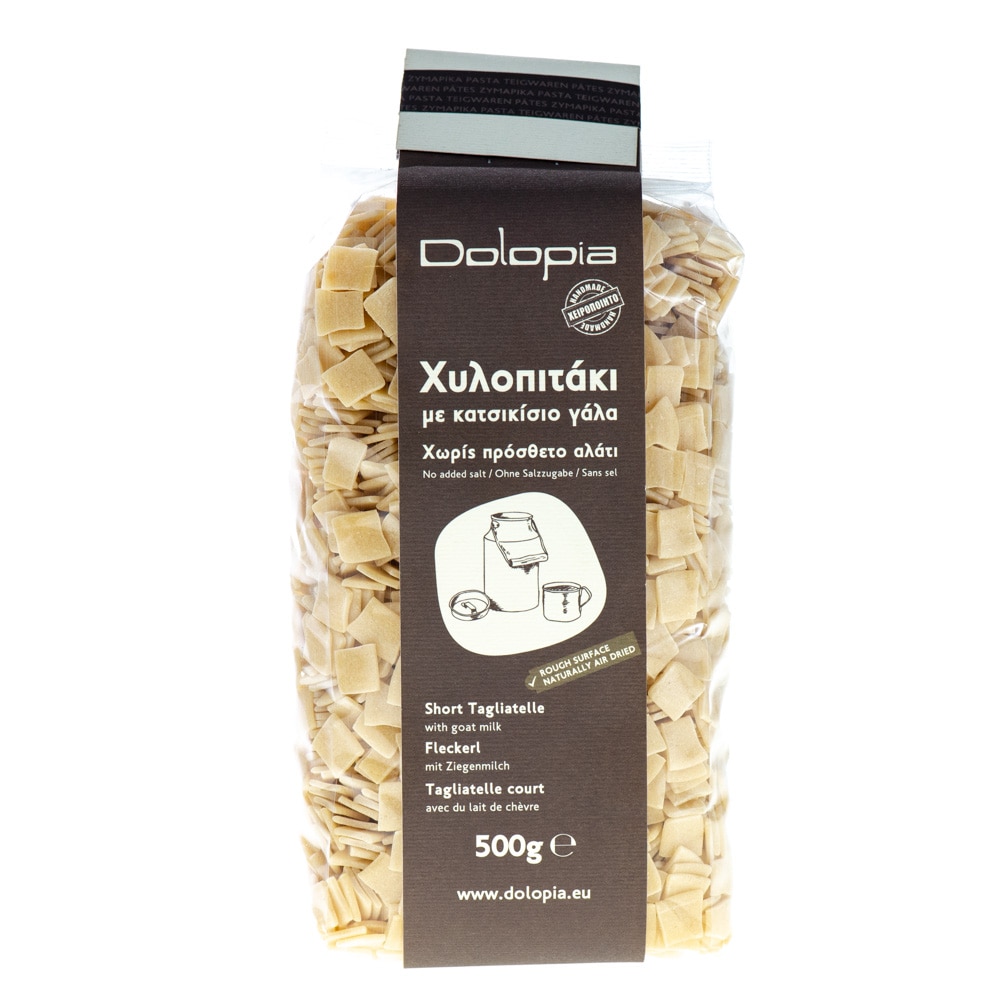 Paste Tagliatelle scurte cu lapte de capra, Dolopia, fara aditivi sau conservanti, din faina de grau Mavragani, 500 g