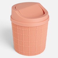 Cos de Gunoi pentru Birou Dusty Pink cu Model Impletit & Capac Ø13, 6x17cm - 1, 4L
