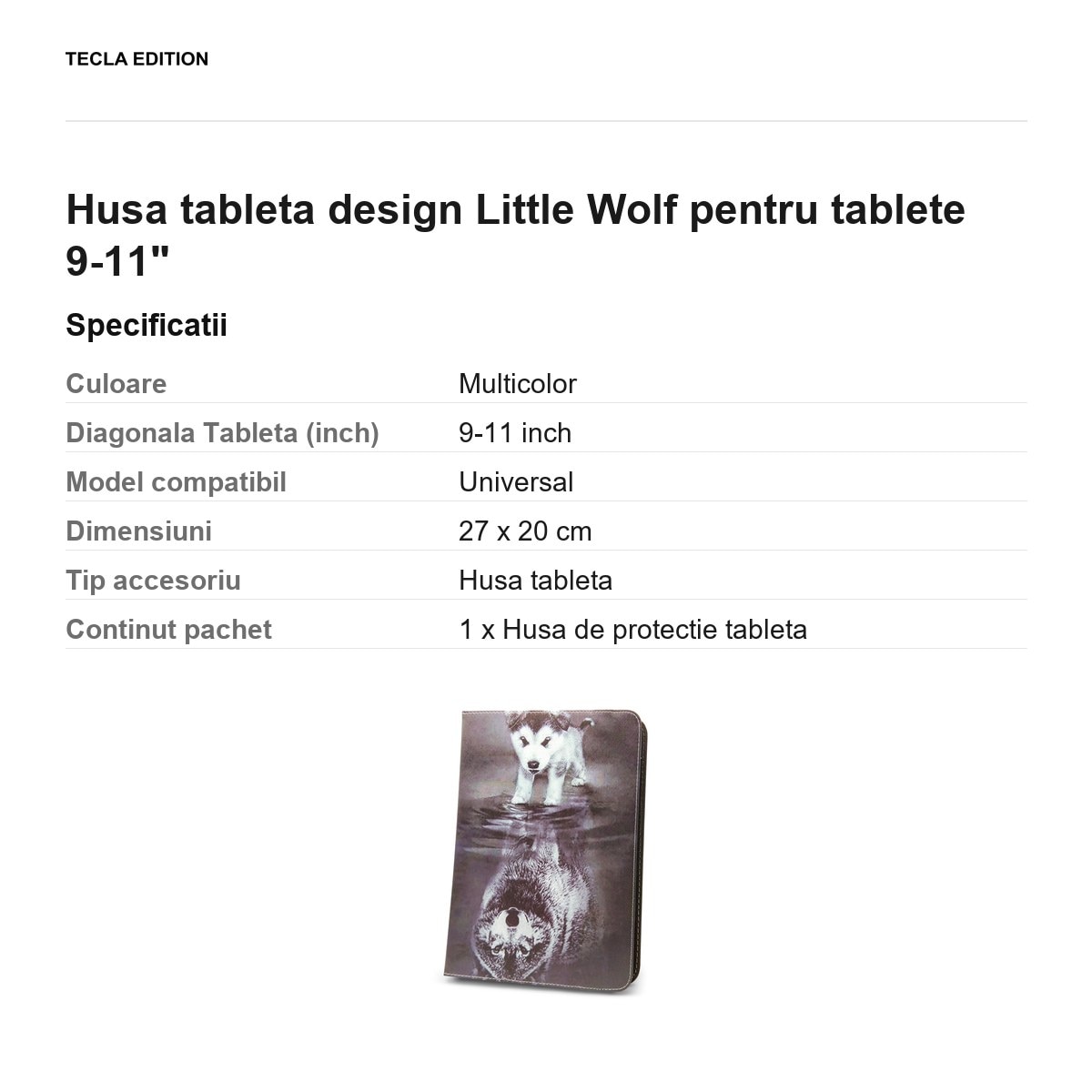 Husa tableta design Little Wolf pentru tablete 9-11"
