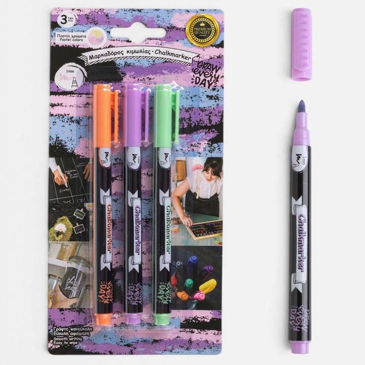 Carioci cu Creta Lichida Culori Pastel - 3buc