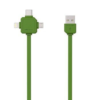 Cablu date USB-C, micro-USB, Lightning , 1,5m, verde