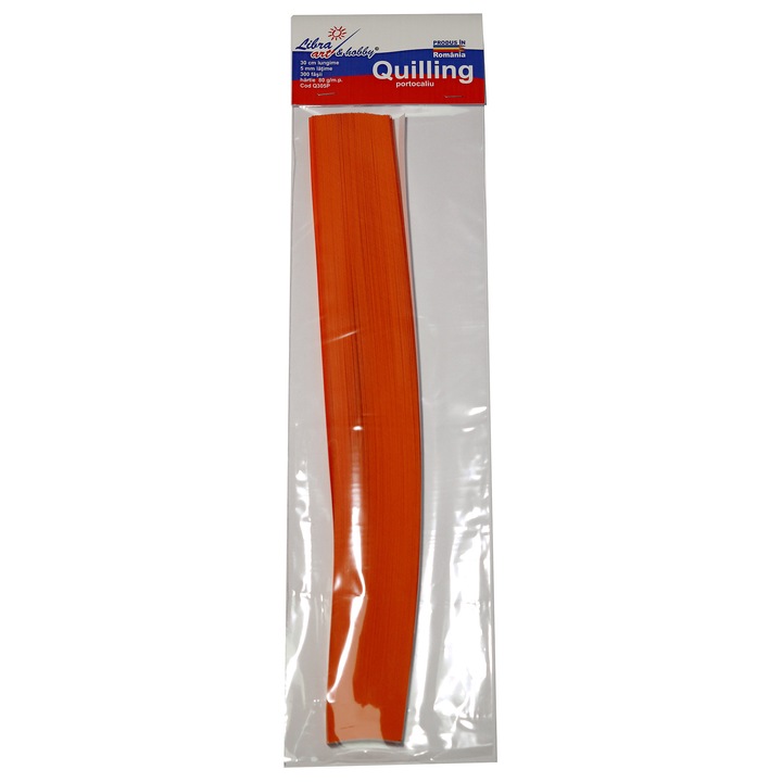 Hartie quilling portocaliu 30 cm lungime 5 mm latime 300 fasii 80 grame