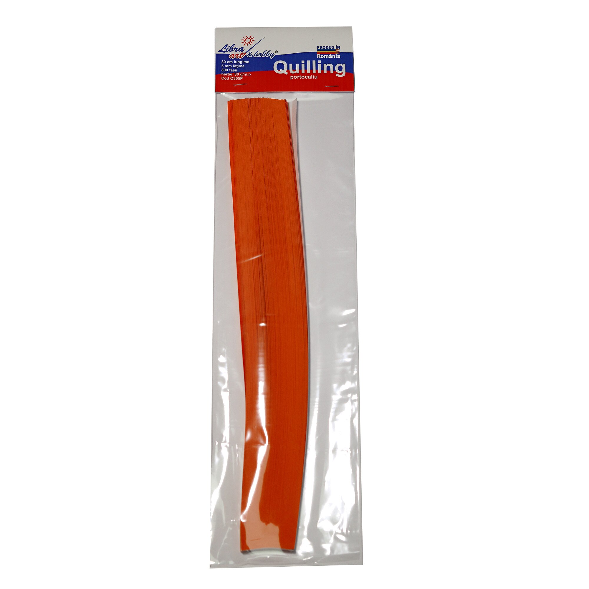 Hartie quilling portocaliu 30 cm lungime 5 mm latime 300 fasii 80 grame